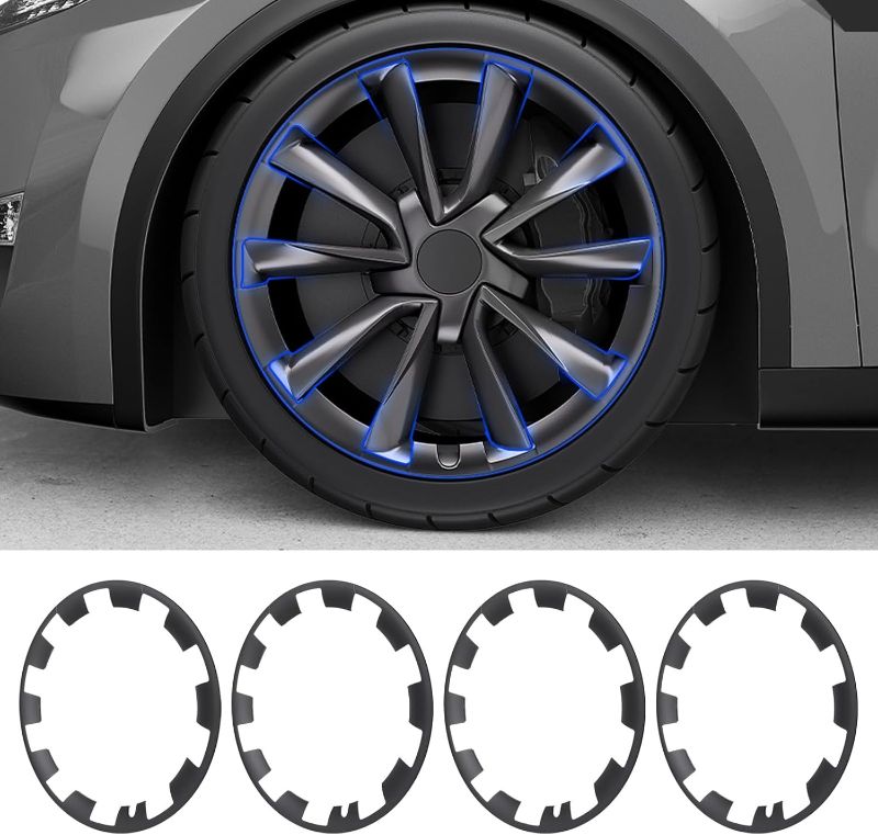 Photo 1 of Stylish Wheel Guard for Tesla Model Y 2023 Edition - 21 Inch, Enhance Protection ABS Rim Guard Hubcap Cover Car Protection Tire Trim Rings for Model Y Exterior Accessories
