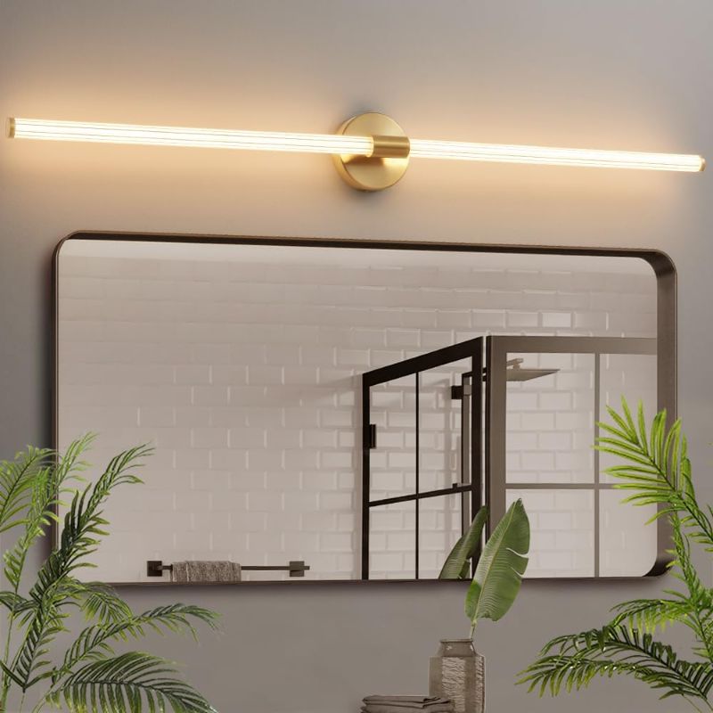 Photo 1 of Gold Bathroom Vanity Lights 49 inch Long Bathroom Light Fixtures Over Mirror, Dimmable LED 360° Full Lighting Modern Vanity Light Bar Wall Sconce Warm Light for Bedroom Living Room
