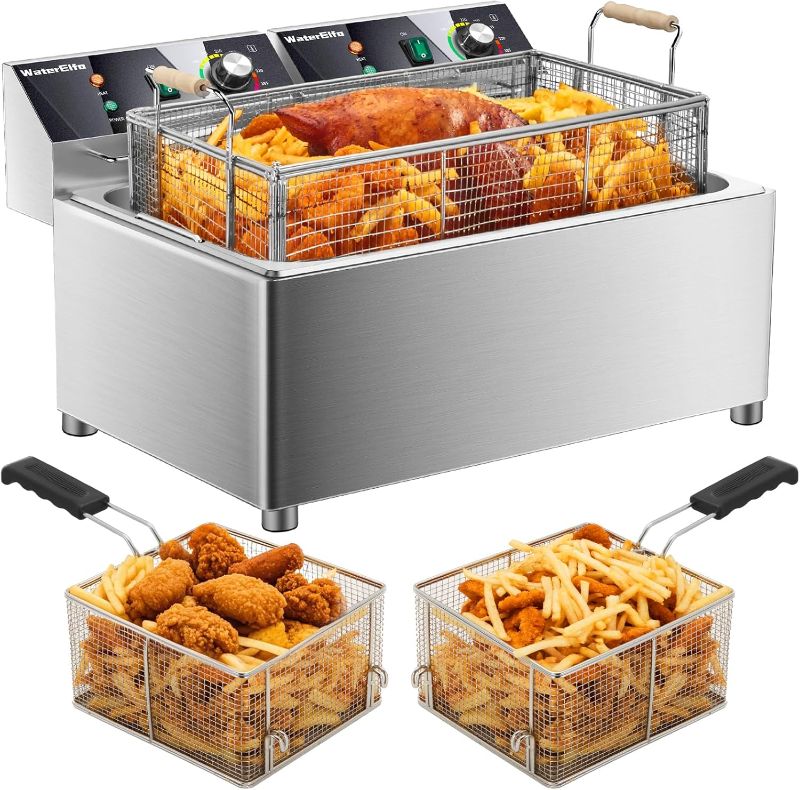 Photo 1 of electric turkey fryer Commercial deep fryer with basket 3600W27.4QT with timer26L deepen deep fryer Variable twin cylinder 13.7QT*2 Rapid heating
