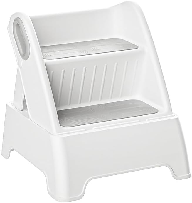 Photo 1 of Foldable Two Step Stool for Toddlers,Kids stools for Bathroom,Non-Slip with Handles Kids Step Stool for Bathroom Sink,Toilet Bedroom,Potty Training,Kitchen (Gray)
