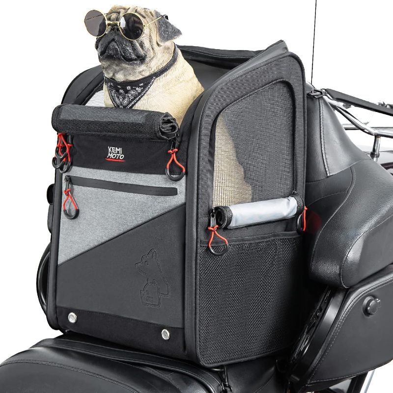 Photo 1 of KEMIMOTO Motorcycle Dog Cat Carrier Bags Upgraded for Less Than 20 lbs Pets Carriers Portable Capacity Folding Backpack for Street Glide Road King with Passenger Seat Touring Trike Models Can AMS
