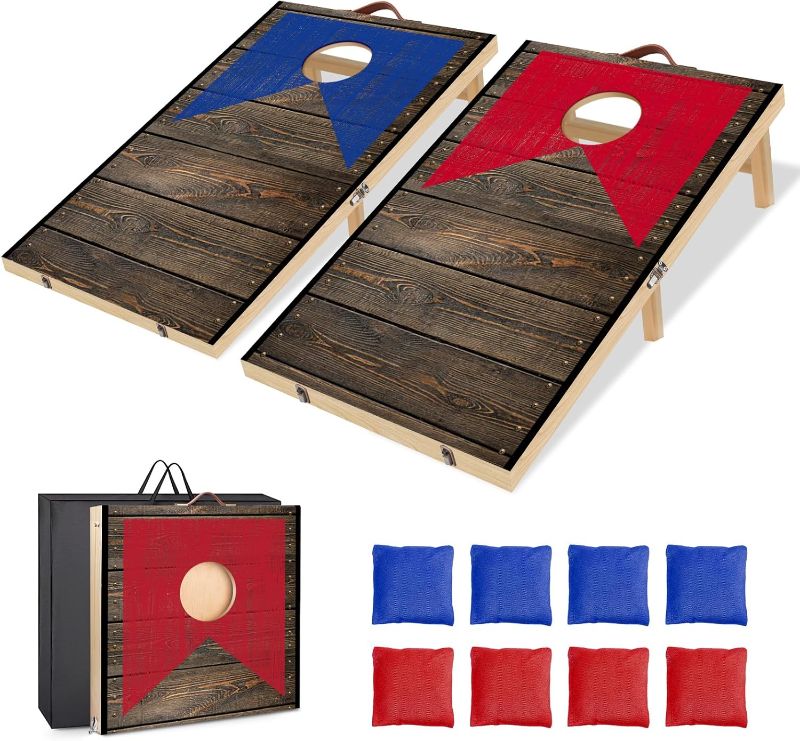 Photo 1 of Wooden Cornhole Board Set with Bean Bags, Choose 4x2 or 3x2 2x1.3 ft Corn Hole Boards, Portable Outdoor & Indoor Toss Game Sets for Kids Adults and Family Party Camping Equipment
