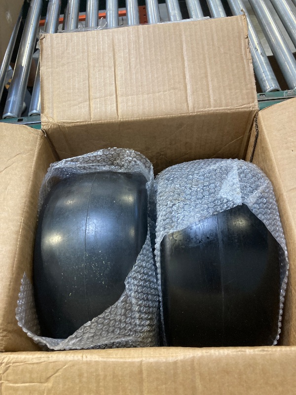 Photo 1 of 2 Pack 11x6.00-5" Flat Free Tire,Solid Rubber Lawn Mower Tires Kit with 3/4" 5/8" Bushings and 6"- 8" Centered Hub,11x6-5 Tire and Wheel Assemblies for Zero Turn Mower
