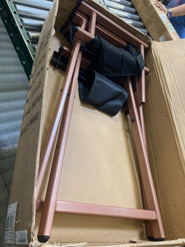 Photo 1 of 30" Height Tall Directors Chair Folding Makeup Chair, with Replacement Cover Canvas, Portable Footrest, Support 250 lbs, Aluminum Makeup Artist Chair for Artist Barber- Rose Gold

