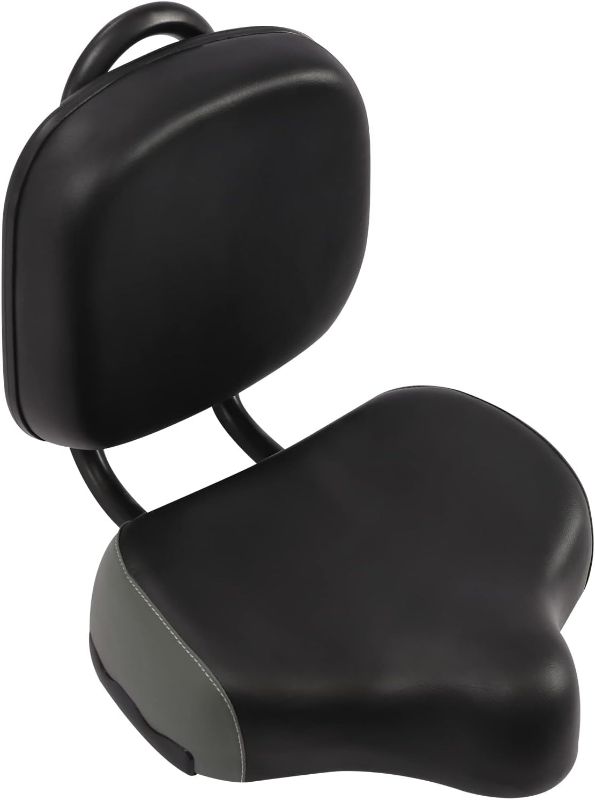Photo 1 of Bicycle Seat,Comfortable Tricycle Bike Saddle Seat Rest,Extra Wide Bike Seat With Backrest,Universal Bicycle Wide Cushion Soft Bike Seat Pad Replacement For Exercise Bikes Electric Bikes Mountain Bike
