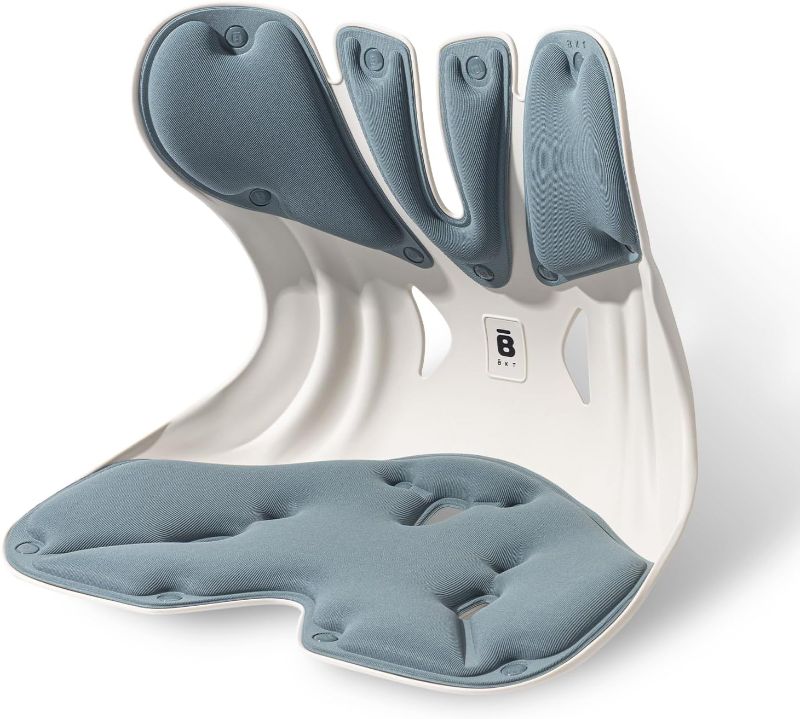 Photo 1 of BKT Lumbar Support Seat Cushions Oversized Edition Engoromic Office Chair for Students Office Workers Nursing Mothers Long Sitting Outdoor Fishing Floor Chair (XL-Misty Blue)
