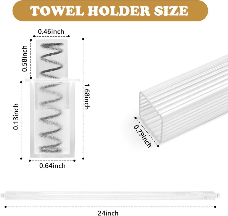 Photo 1 of Earthtec 24 Inch Clear Adjustable Replacement Bathroom Towel Bar Rod Spring Loaded End Sturdy Plastic Wall Mount and for Kitchen Towel Storage Replacement Towel Bar for Ceramic Holder
