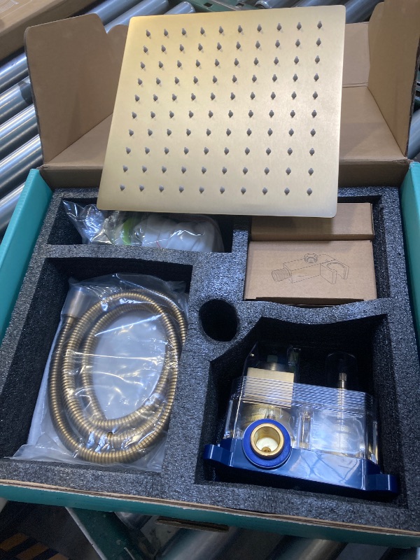 Photo 1 of FORIOUS Rain Shower Head System, 10 Inch Shower Faucet Set with with handheld combo, Solid Brass Pressure Balanced Valve and Trim Kit Fixtures, Wall Mounted, Brushed Gold
