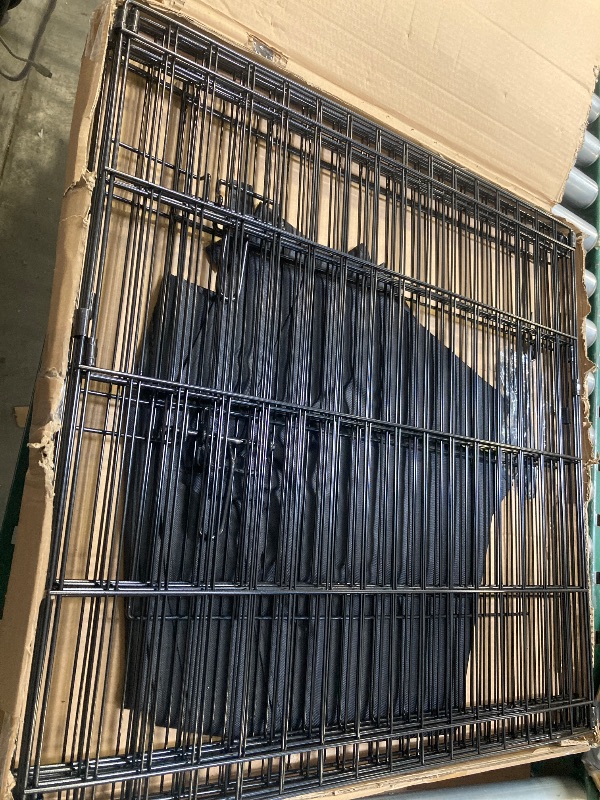 Photo 1 of Artmeer Pet Playpen Puppy Playpen Kennels Dog Fence Exercise Pen Gate Fence Foldable Dog Crate 8 Panels 24 Inch for Pet Animals Outdoor Indoor with Bottom Pad (Black with Bottom pad)
