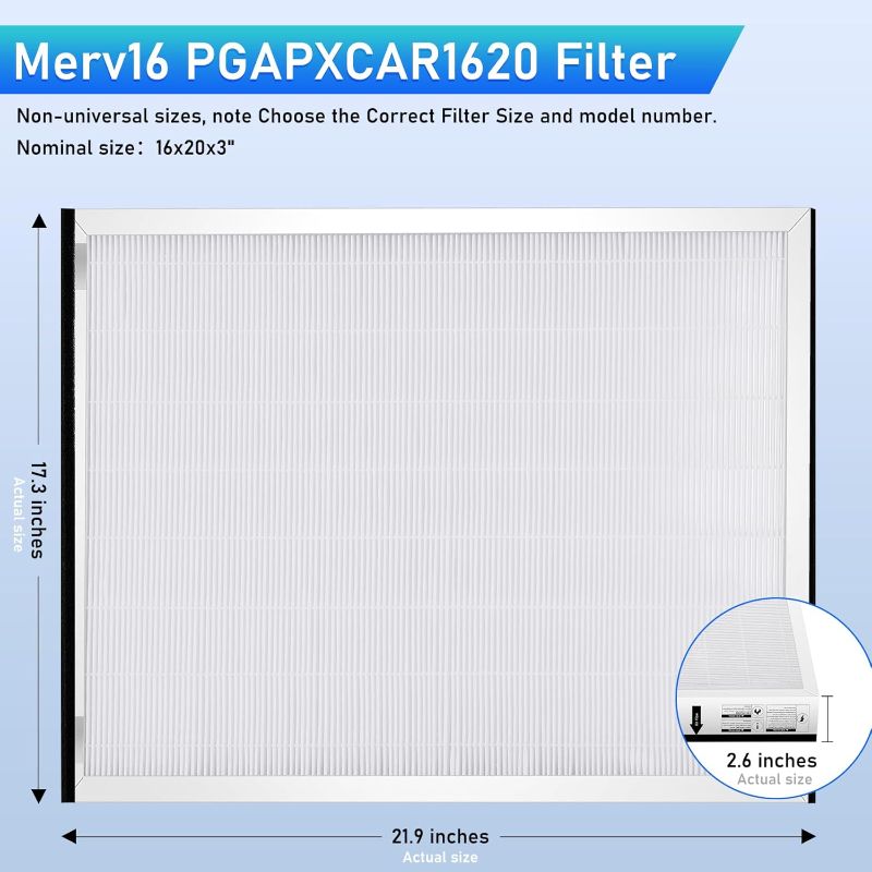 Photo 1 of PGAPXCAR1620 Merv16 Replacement Filter Compatible With Bryant/Carrier Purifier PGAPXCAR1620 APGAPXCAR1620 carrier DGAPAXX1620-16 x 20 x 3in (1 PCS)
