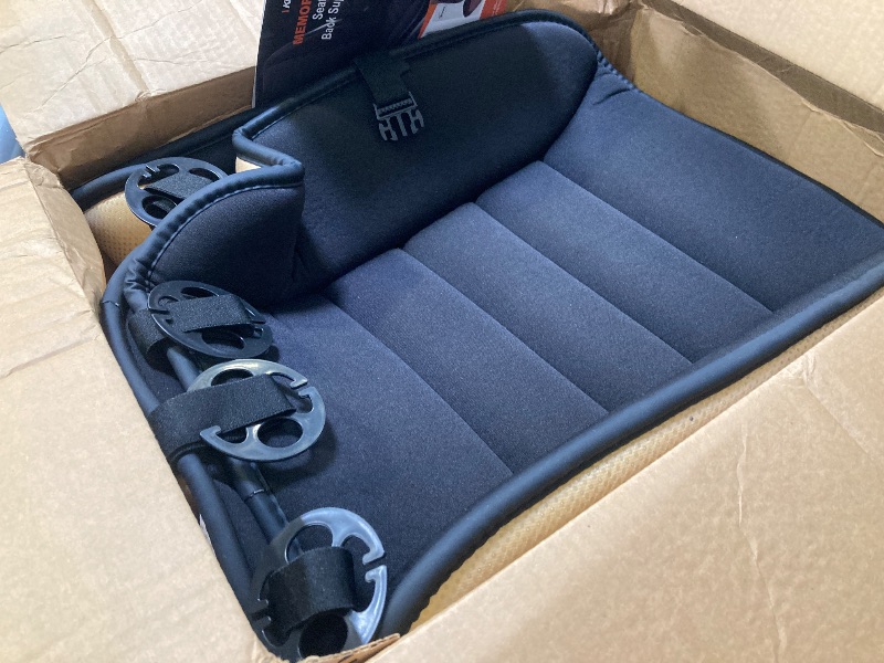 Photo 1 of kingphenix Car Seat Cushion with Back Support Pillow: Enhanced Comfort Memory Foam Design for Pain Relief, Ideal for Drivers and Office Use - Ergonomic Lumbar Comfort for Long Sitting - Black
