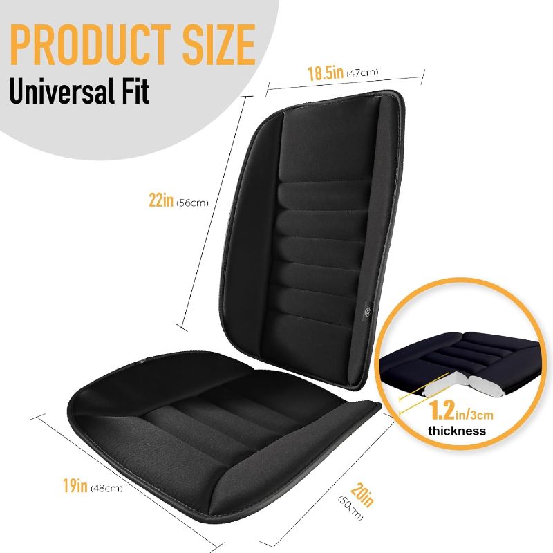 Photo 1 of kingphenix Car Seat Cushion with Back Support Pillow: Enhanced Comfort Memory Foam Design for Pain Relief, Ideal for Drivers and Office Use - Ergonomic Lumbar Comfort for Long Sitting - Black
