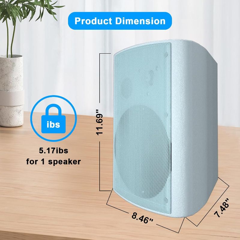 Photo 1 of STUDIOFINIX 800W 6.5 Inch Bluetooth Outdoor Speakers Waterproof Wired with Multifunctional Amplifier Wall Mount Weatherproof Loudspeaker System for Patio Garden Poolside Home(4 Speakers,White)
