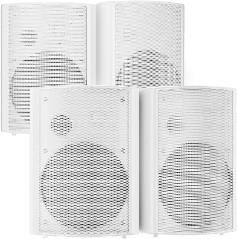 Photo 1 of STUDIOFINIX 800W 6.5 Inch Bluetooth Outdoor Speakers Waterproof Wired with Multifunctional Amplifier Wall Mount Weatherproof Loudspeaker System for Patio Garden Poolside Home(4 Speakers,White)

