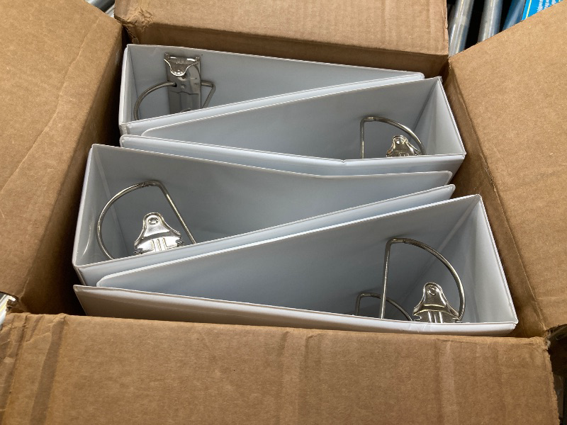 Photo 1 of 3 Ring Binder, Professional D Ring 5 Inch, Presentation Folder for Standard Pages 8.5 x 11 with Pockets, Crystal Clear View White (4 Pack)