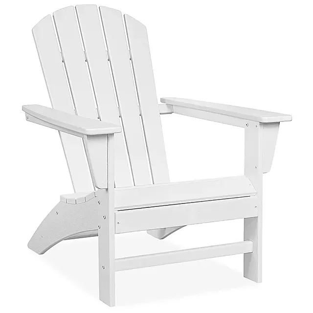 Photo 1 of  Folding Adirondack Chair, Fire Pit Chairs with Cup Holder, White
