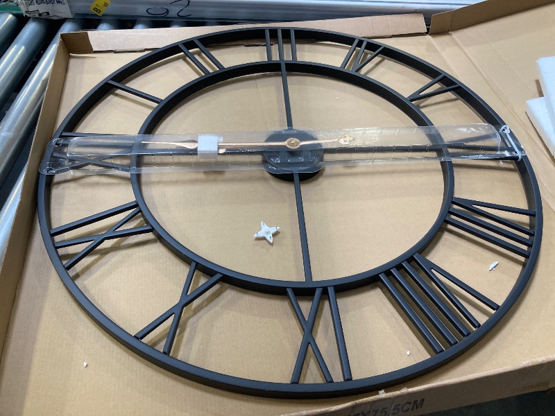 Photo 1 of 30 Inch Extra Large Giant Wall Clock,Oversized Round Silent Vintage Industrial Black Metal Farmhouse Big Roman Numeral Wall Clocks for Living Room,Kitchen,Bedroom Home Decor
