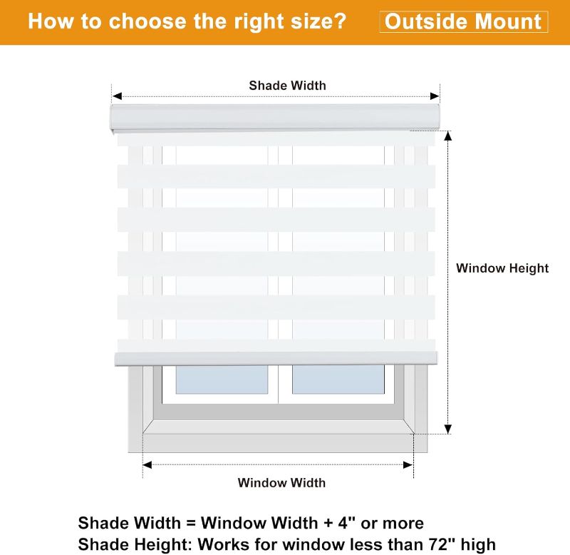 Photo 1 of Persilux Cordless Zebra Blinds for Windows Free-Stop Roller Shades for Windows (62" W x 72" H, White) Dual Layer Window Treatments Room Darkening Roller Blinds for Home, Office and Kitchen
