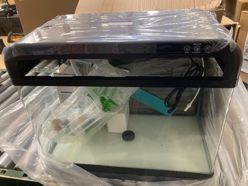 Photo 1 of Fish Tank Aquarium 6.3 Gallon Fish Bowl with Music Humidifier 7 Color Auto-Looping Light Adjustable Quiet Pump, Temperature Display, Bottom Water Changer, HD Float Glass, Leak-Proof Thickened Base