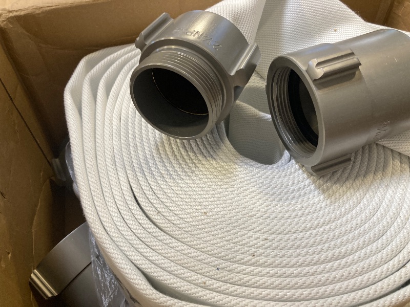 Photo 1 of ZYfire Fire Hose - 2-1/2" ID x 100 FT Single Jacket EPDM Firefighter Hose with NPSH Aluminum Couplings 750 PSI Burst Pressure Lightweight for Use in Firefighting