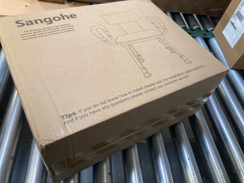 Photo 1 of Sangohe Shower Chair for Inside Shower, Shower Chair with Wood Seat Board and Back, Height Adjustable Shower Chair for Elderly and Disabled, 400 lbs Heavy Duty Shower Seat for Seniors, 796D-A