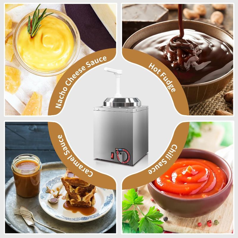Photo 1 of Cheese Warmer Dispenser with Pump,Nacho Cheese Warmer with 2.8Qt Capacity,Electric Hot Fudge Dispenser Caramel Butter Sauce Warmer 400W,86-194 F Temp Adjustable for Salad Jam Seasoning Sauce
