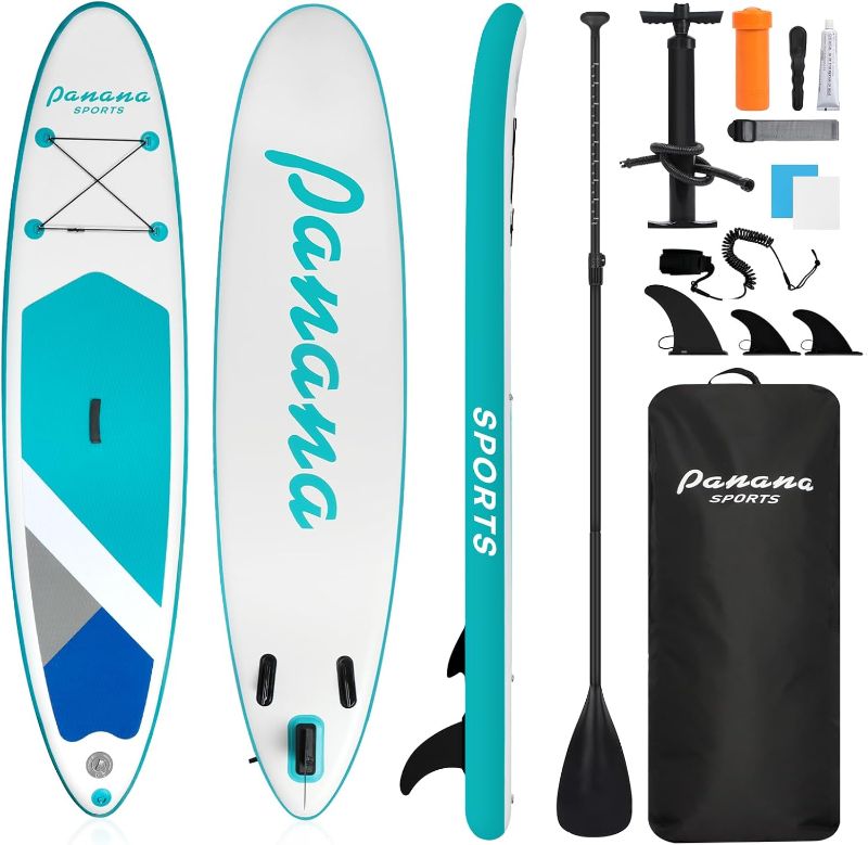 Photo 1 of Panana Inflatable Stand Up Paddle Board, 10'x31 x6 SUP with Premium Paddle Board Accessories Kit, Anti-Slip EVA Deck for Adults Youth of All Skill Levels
