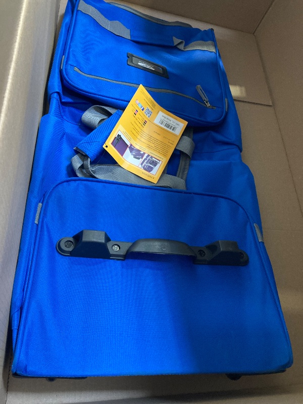 Photo 1 of Olympia 8 Pocket U Shape Rolling Polyester Duffel Luggage Bag Suitcase with Push Button Hide Away Retractable Handle