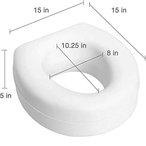 Photo 1 of HS Raised 15in. W X 15in. D X 5in. D Toilet Seat Riser Elevation with Slip Resistant Pads
