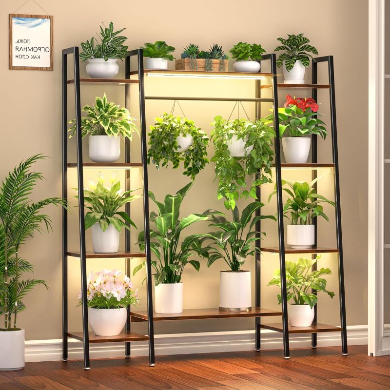 Photo 1 of Plant Stand Indoor with Grow Lights, 6 Tiered Metal Plant Shelf, 55" Large Plant Stand for Indoor Plants Multiple, Corner Plant Holder Display Shelves, Tall Plant Rack for Living Room, Patio
