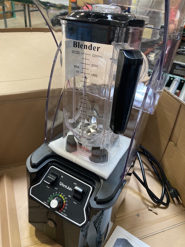 Photo 1 of WantJoin Professional Commercial Blender With Shield Quiet Sound Enclosure 2200W Industries Strong and Quiet Professional-Grade Power, Self-Cleaning, Black
