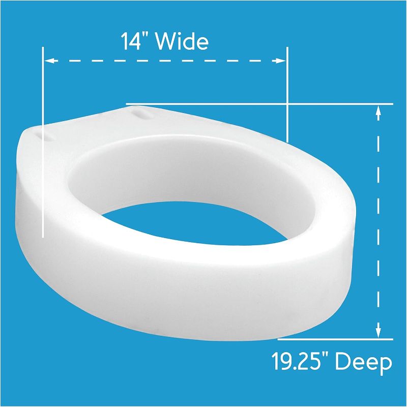 Photo 1 of Carex Toilet Seat Riser, Elongated Raised Toilet Seat Adds 3.5 inches to Toilet Height, for Assistance Bending or Sitting, 300 Pound Weight Capacity Toilet Riser