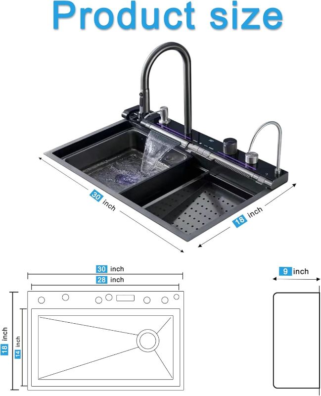 Photo 1 of 30-Inch Waterfall Kitchen Sink, Stainless Steel Top-Mount Sink, 16 Gauge, ---Sink only