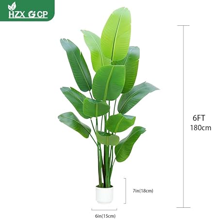 Photo 1 of Bird of Paradise Plant Artificial 6ft,Faux Plants Indoor Tall with 12 Trunks - The Perfect Indoor Silk Floor Plant for Home Decor in Living Room, Office, and Bedroom (6FT Bird of Paradise)
