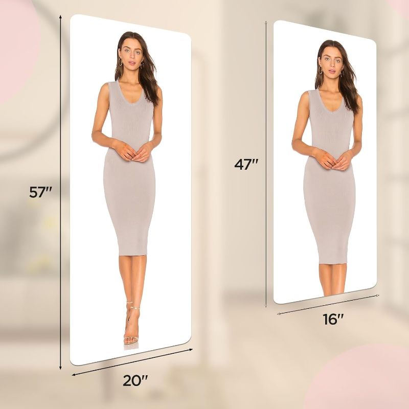 Photo 1 of iCAGY Acrylic Self Adhesive Mirror Sheet for Wall, Plastic Non Glass Sticky Kid Safety Mirror Tiles for Wall 20x57 inch 4Pcs
