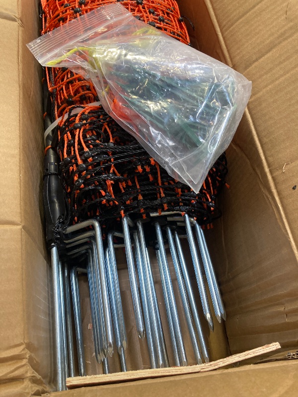 Photo 1 of Electric Fence Netting, 48" x 164' Electric Chicken Fence with 16 Posts 2 Spikes, Portable Electric Poultry Netting for Chicken, Duck and Goat, Anti-Predator Electric Fencing in Farms, Ranches
