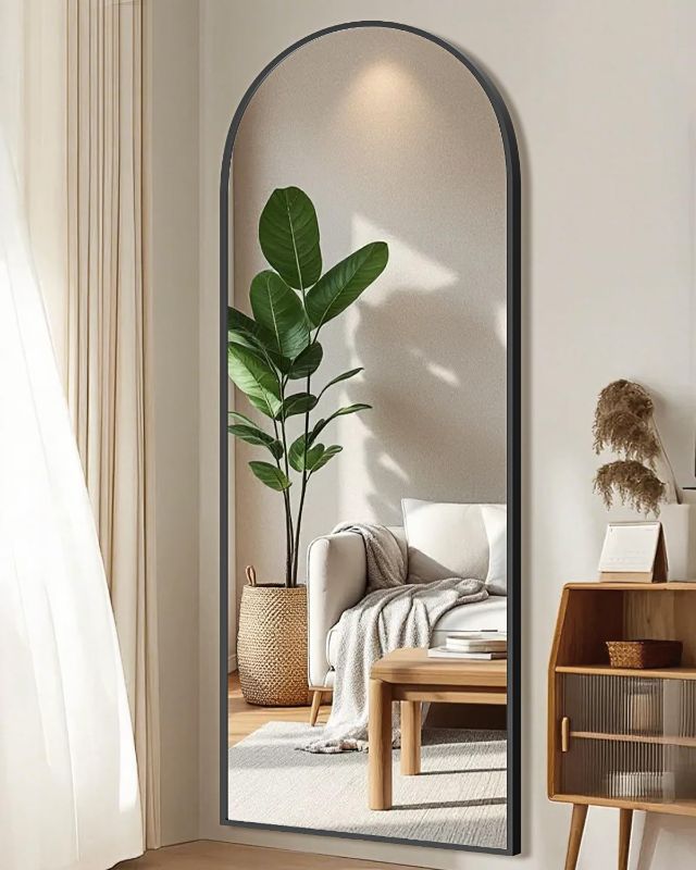 Photo 1 of SUNQUEEN 58"x19" Floor Mirror Full Length, Arched Full Length Mirror with Stand, Full Body Mirrors for Bedroom Living Room or Cloakroom Black
