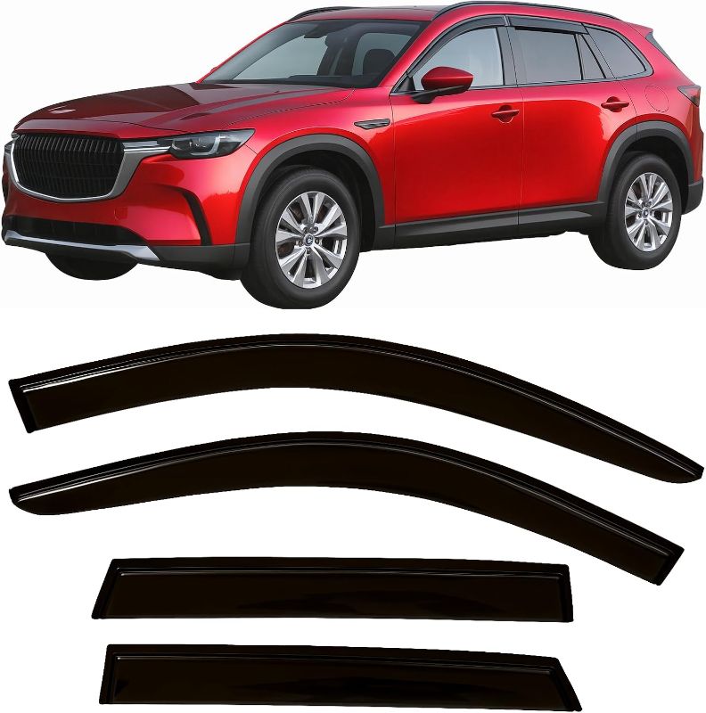 Photo 1 of 2024 2025 Tape-On Rain Guards for Mazda CX-90 & CX-70 Side Window Visor Deflectors Turbo S Select Preferred Plus Premium Tinted Vent Shades CX90 CX70
