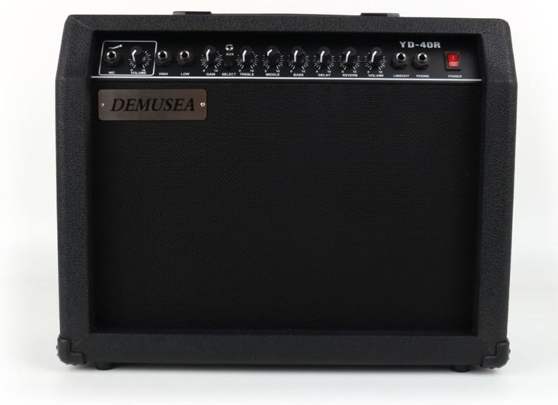 Photo 1 of 40W Electric Guitar Amp Black Amplifier 6.5'' Speacker 110-240V Voltage Mic 3.5mm Aux High Low 6.35mm resistance Gain Treble Middle Bass Delay Reverb Clean Distortion Practice Small Portable
