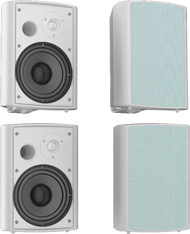 Photo 1 of Herdio 6.5 Inch Outdoor Speakers Wired Waterproof Wall Mount Speaker System with 800 Watts Powerful Bass for Home Patio Garden Porch Indoor Deck, All-Weather Durability Outside Speaker, 4-Pack White
