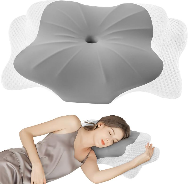 Photo 1 of DONAMA Cervical Pillow for Neck and Shoulder,Contour Memory Foam Pillow,Ergonomic Neck Support Pillow for Side Back Stomach Sleepers with Pillowcase
