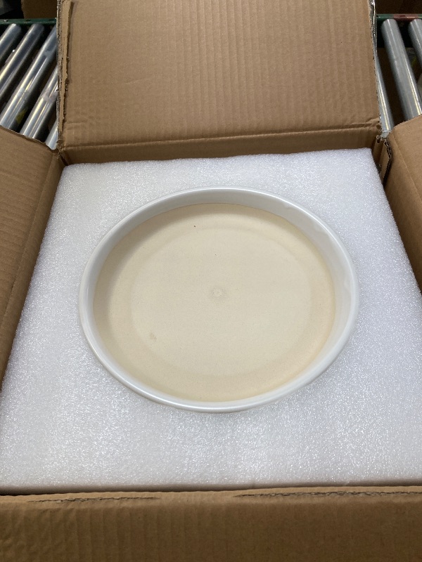 Photo 1 of 10 Inch Ceramic Planter Pot - Large Plant Pot with Drainage Hole and Saucer, Modern Round Flower Pots for Indoor Outdoor Plants, Garden Planter, White
