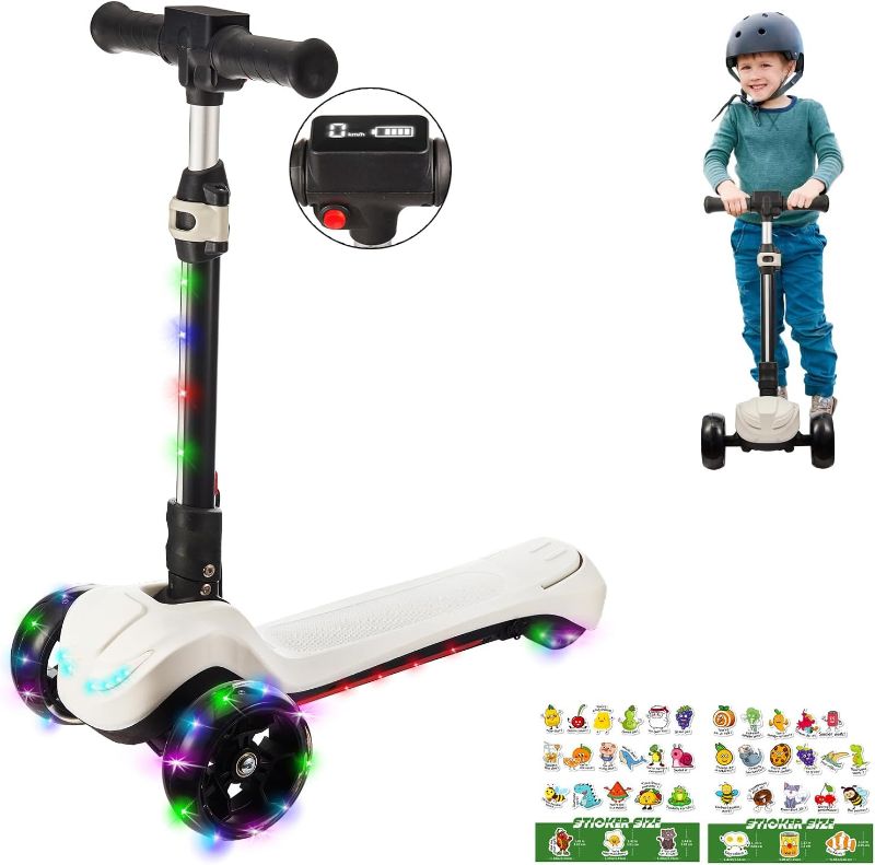 Photo 1 of WONT HOLD CHARGE-------------------------- PARTS ONLY --------------------------------------------------------3 Wheel Electric Scooter for Kids Ages 3+, LCD Display, Colorful Lights, Reliable Thumb Throttle, 3 Adjustable Height, 5Mph Safe Speed and Long R