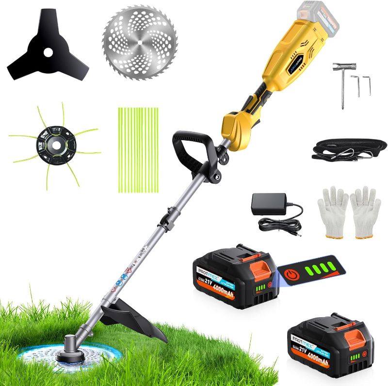 Photo 1 of 10“ Electric Weed Wacker, 3 in1 Cordless Weed Wacker, Cordless String Trimmer with Fast Charger,Electric Weed Trimmer for Lawn & Garden & Yard(1 Battery)