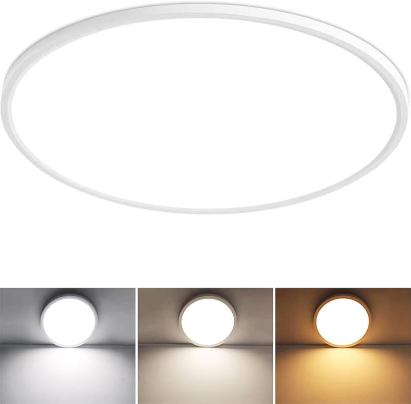 Photo 1 of Upgraded 24 Inch Flush Mount Ceiling Light, 56W 5600 lm Ceiling Light Fixture with 3 CCT Selectable 3000K/4000K/ 6500K, Slim Round Surface Mount LED Light Fixture for Kitchen Bedroom Dining Hallway
