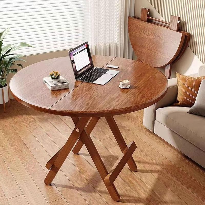 Photo 1 of Modern Kitchen Table Folding Dining Table 31.5" Round Circle Small Dining Table Brown
