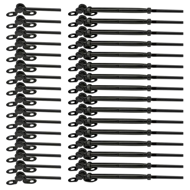 Photo 1 of 20 Pairs Black Cable Railing Hardware,Black Stainless Steel Cable Railing Kit,for 1/8 Cable Railing System,Adjustable Angle,T316 Marine Grade Thick Plate
