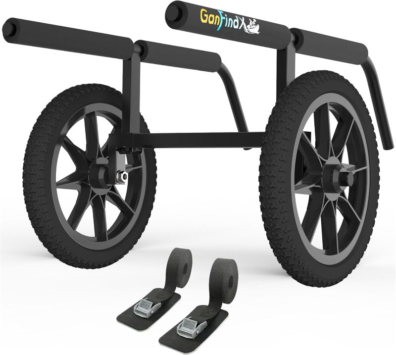 Photo 1 of GanFindX Kayak Cart Canoe Trolley Carrier Kayak Accessories Transport Dolly with Solid Foam Wheels Detachable Frame Upright and Crossbar Terrain
