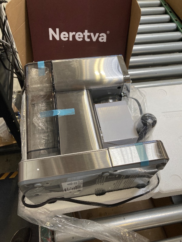 Photo 1 of Neretva Espresso Coffee Machine, Professional Espresso Machine with Pressure Gauge 15Bar Retro Espresso Maker with Power Milk Frother Stainless Steel for Home Barista Latte and Cappuccino Maker-Silver
