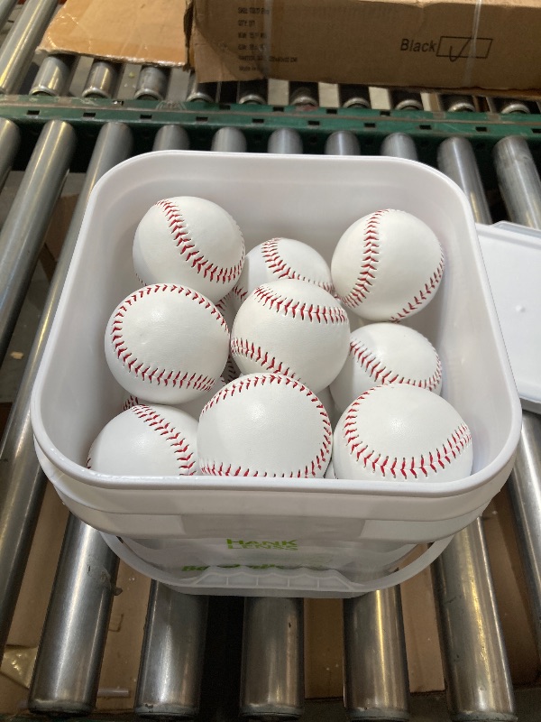 Photo 1 of Bucket of Baseballs - 12/24 Pack Standard Size Adult Training Balls for Pitching, Hitting, Fielding - Unmarked & Leather Covered Practice Baseballs - Perfect for Youth Baseball
